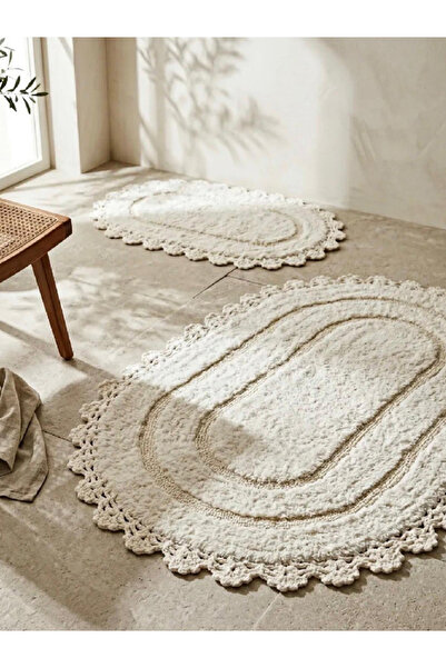 PIRILTI COLLECTION سجادة حمام - طقم من قطعتين - (القياس: 60×120+50×80) 100% ق...