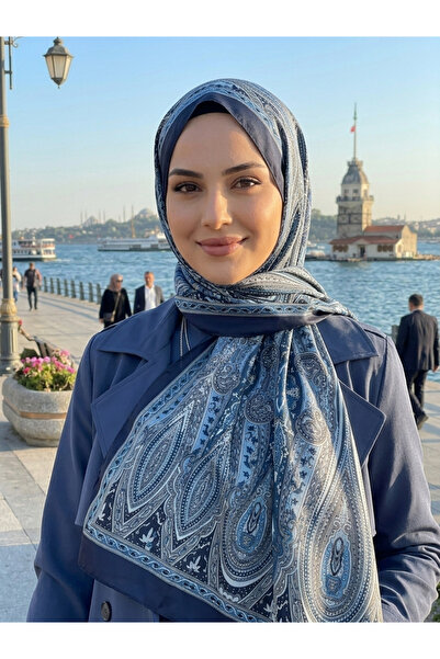 MAHZA DESIGN Soft Şal Etnik Desen Sahra Serisi Mavi