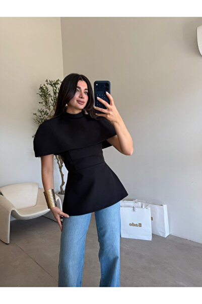 Bade Butik Black Cape Strapless Blouse