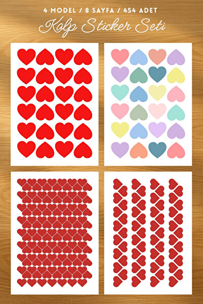Bimotif Set nalepnica sa mešovitim srcima (4 modela, 8 listova, 454 komada) s...