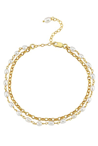 LİNYA JEWELLERY İkili İncili Zincir Halhal