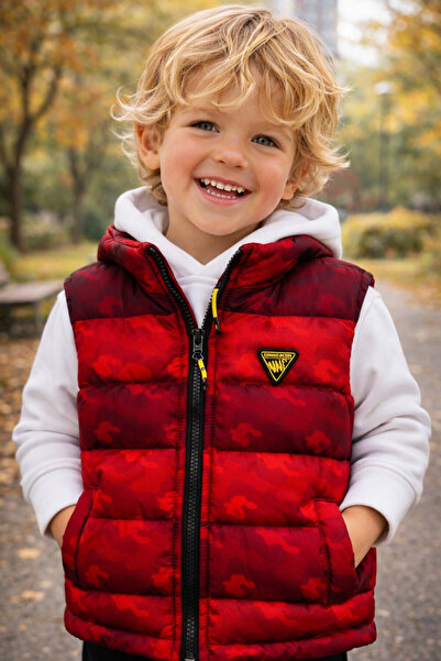 NANİCA Red Boy's Camouflage Patterned Vest 1-5 Years Old