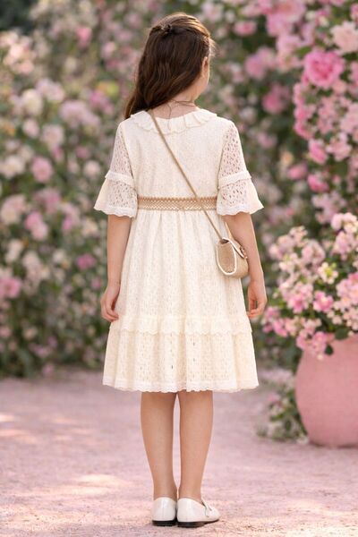 SÜSLÜ PİNK KİDS Lace Dress for Girls, Holiday Dress