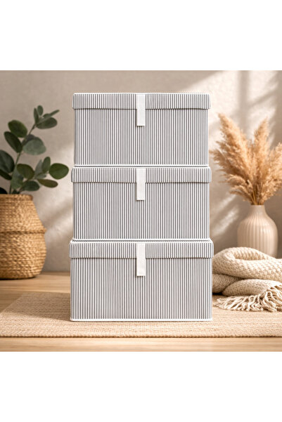 Pazar Kapısı 3 Κουτιά οργάνωσης πολλαπλών χρήσεων Mini Size Grey