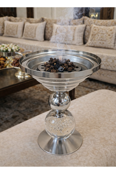 ALQANNAS مبخرة فاخرة من الفولاذ المقاوم للصدأ مع كرة أكريليك مزخرفة