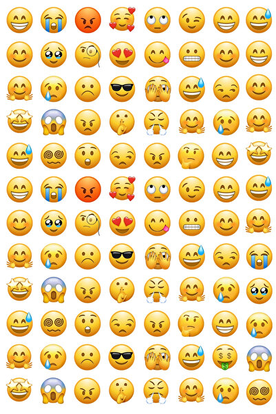Bimotif Karışık emoji, duygu ve yüz ifadesi sticker seti, 96 adet