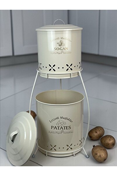 metalshop 2 Katlı Metal Patates Soğan Kovası - Sebzelik - Patates Soğanlık Se...