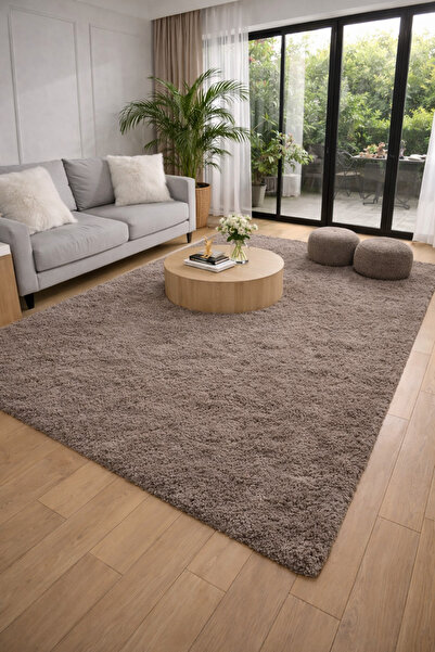 KEVLİNE Kevline Puffy Peluş Makinede Yıkanabilir Kaymaz Taban Yolluk Salon Ko...