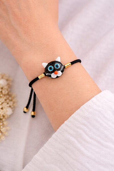 ADAMODART سوار لطيف من الخرز الزجاجي المورانو على شكل قطة