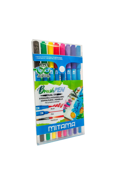 Mitama Set de 8 markere cu două capete Mitama, colorate în acuarelă, multicolore