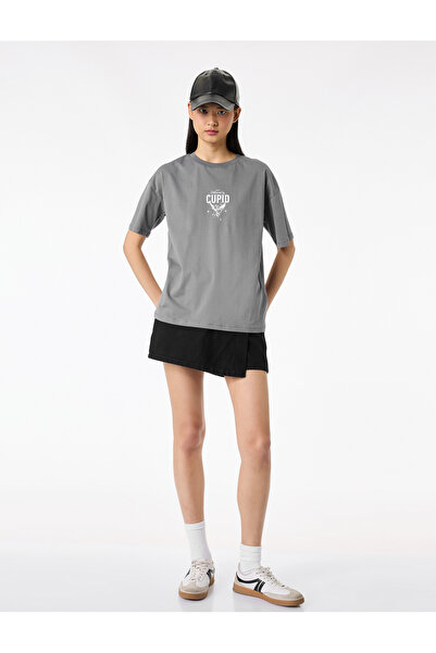 Koton Comfortable Fit Short Sleeve Crew Neck Cotton Lu Melek Printed T-Shirt