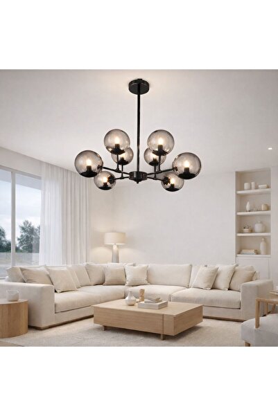 Generic Modern ceiling chandelier, black, 9 bulbs, E27 sockets, bulbs not inc...