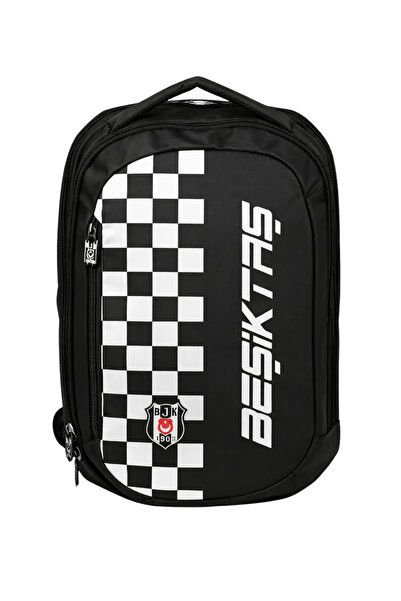 Beşiktaş Lisanslı 3 Bölmeli Sırt Çantası - Laptop Gözlü Su İtici Dama Desenli...