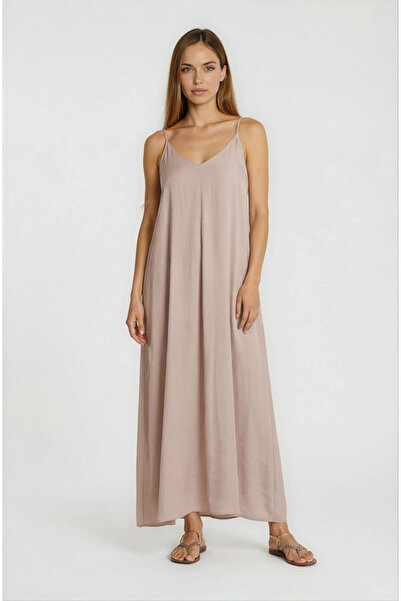 Spazio Dazeglio İnce Askılı V Yaka Salaş Elbise TAŞ