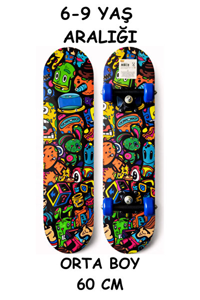 düşler oyuncak dünyası Ahşap Kaykay Orta Boy 60 cm 7 Katmanlı Ahşap Başlangıç...