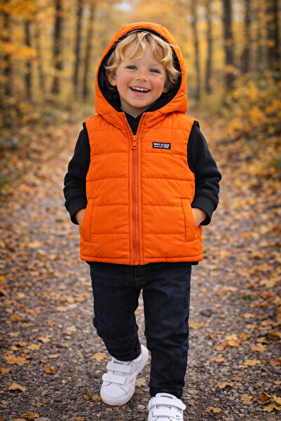 NANİCA Oranj Boys' Hooded Puffer Vest 6-16 Years - 322509
