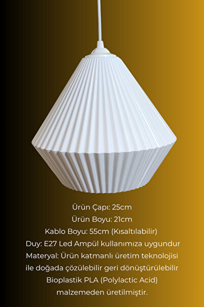 decory Vinola Beyaz Avize Yatak Odası, Mutfak, Oturma Odası Tekli Sarkıt Avize (Bioplastik)
