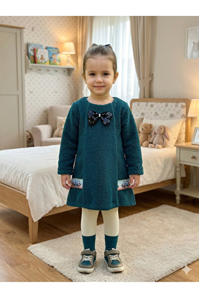 mj kids فستان بناتي من قماش الكشمير مع بطانة داخلية ناعمة