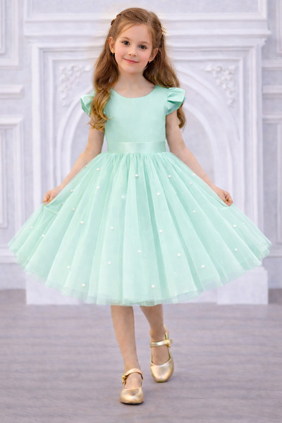 NSMLİFE Kız Çocuk Mint Yeşili Toka Hediyeli  Fiyonk Detaylı İncili Mezuniyet ...