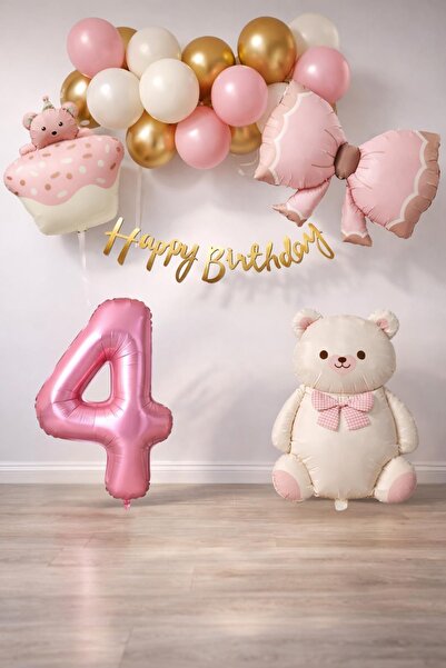 Patladı Gitti Set de aniversare pentru fetiță cu tematică ursuleț de pluș ret...