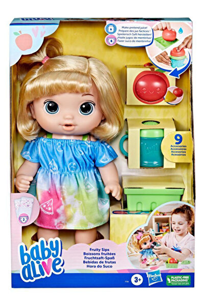 Hasbro Papusa Baby Alive Fruity Sips Păr Blond Măr (F7356)