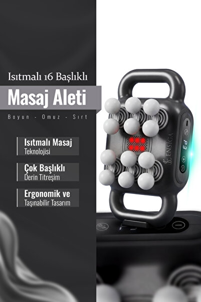 EN SİGA Isıtmalı 16 Başlıklı Elektrikli Masaj Aleti – Boyun Omuz Sırt Titreşi...