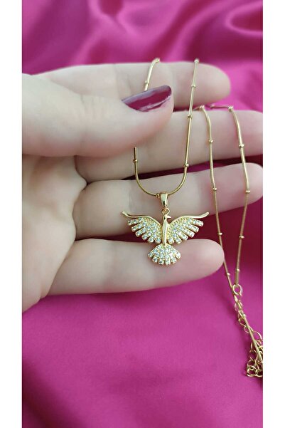 shop Çelik Kararma Yapmaz Zirkon Taşlı Zümrüdü Anka Kuşu Figürlü Gold Şık Zar...