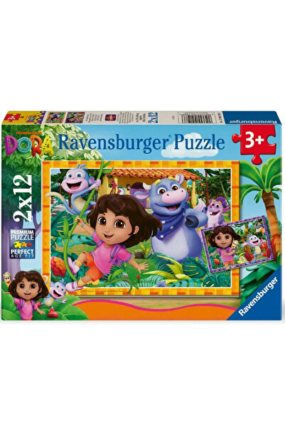 RAVENSBURGER Puzzle 2D, Ravensburger, Dora descoperă lumea, 2x12 piese, multi...