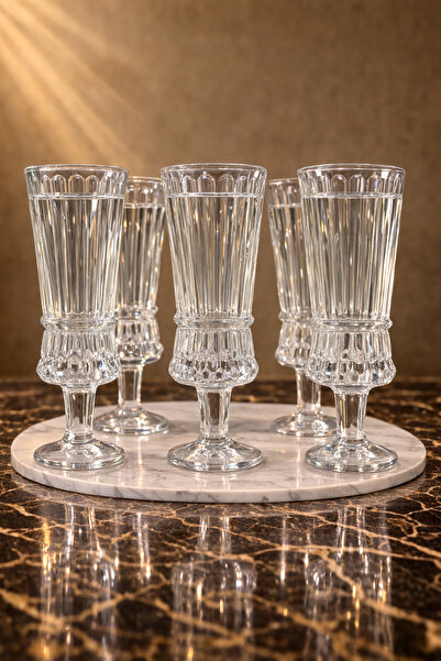 Maloria Pinterest Kristal Minik Kahve Yanı Cam Flüt Bardak Seti | 6'lı - 50ml