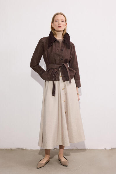 Touché Privé GOLD DÜĞMELİ KUPRA ETEK