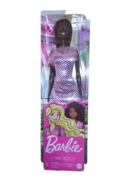 Barbie Ținute Papusa Glitz, rochie roz și piele închisă la culoare (HJR94)