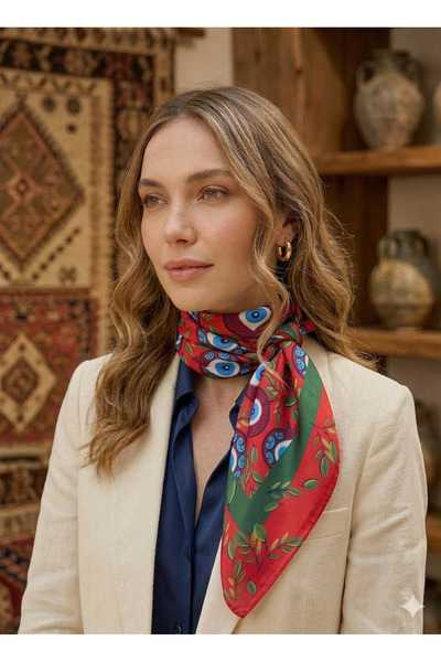 POZİTİF MRK مجموعة بركات وشاح أحمر بنمط خرز الرمان والعين الشريرة