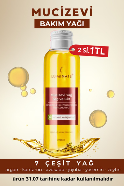 Luminate Mucizevi Saç Ve Vücut Bakım Yağı Sarı Kantaron Yasemin Argan Zeytin ...