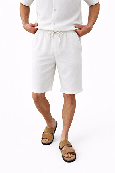 İLKCET MODA Ανδρικό ελαφρύ σορτς με χαλαρή εφαρμογή Λινό