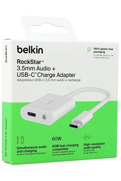Belkin Adaptor USB-C la mufă audio de 3,5 mm + încărcare USB-C V2 cu încărcar...