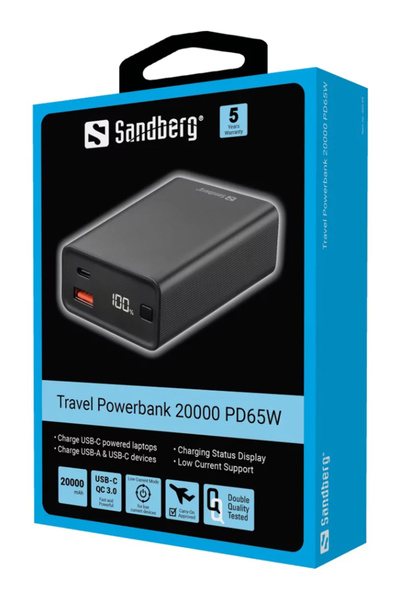 Sandberg Powerbank de călătorie 20.000 mAh PD65W