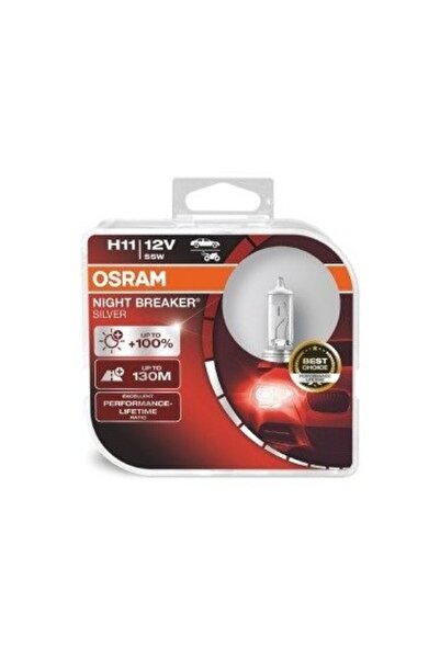 Osram Set de 2 becuri H11 Night Breaker argintii Osram +100% 12V 55W