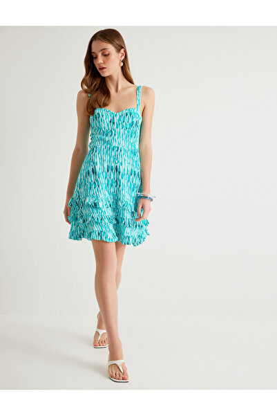 Koton X Şahika Ercümen - Fırfırlı Mini Askılı Elbise Viskon Astarlı Slim Fit ...