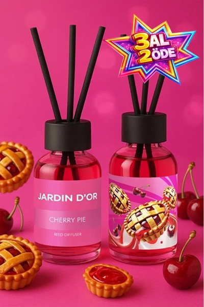 JARDIN D'OR CHERRY PIE REED DIFFUSER 50 ML / KİRAZLI TURTA ÇUBUKLU ODA KOKUSU