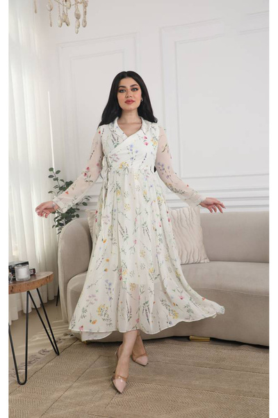 Abad فستان تركي أنيق مورد بربطات جانبية