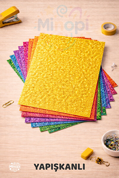 Minopi 10 Renk Simli Eva Süngeri 50X70 cm 10'lu Paket 1.5 mm