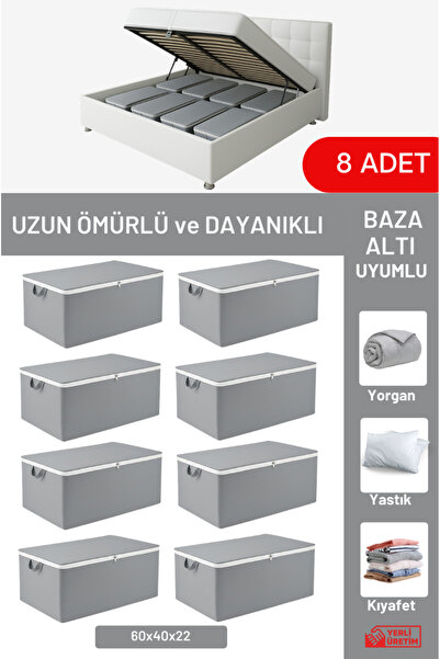 EVSELLA 8'li Set - Antrasit Büyük Boy Baza Altı & Çekyat Altı Hurç (65 x 45 x...
