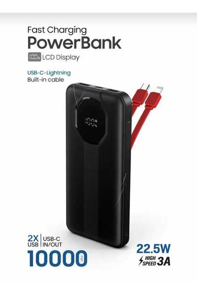 ACL 10000 mAh 2XUsb 1XPd Hızlı Şarj 22.5W Type-C Lightning Powerbank PW-139