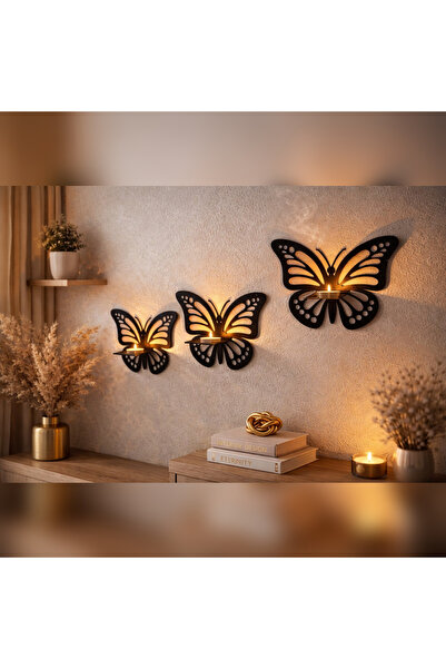 Dekoratif Kelebek Raf 3'lü Set