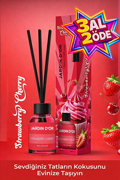 JARDIN D'OR Strawberry Cherry Reed Diffuser 50 ml / Çilek Kiraz Çubuklu Oda K...