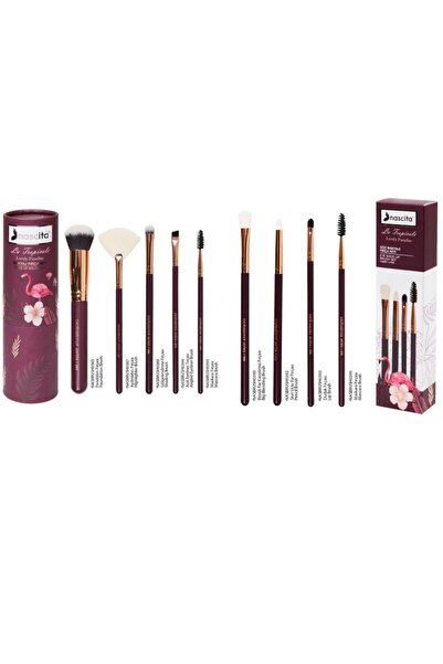 nascita Set de 5 pensule de machiaj Burgundy - 95 + Set de 4 pensule pentru m...