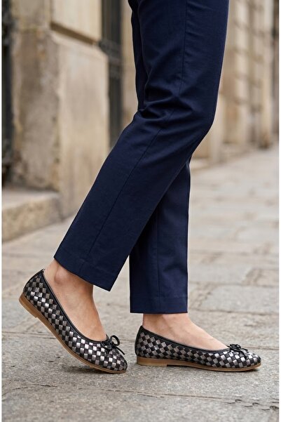 Mammamia Kadın Hakiki Deri Ayakkabı/Siyah Pen/Platin Siyah - MM50525LX001