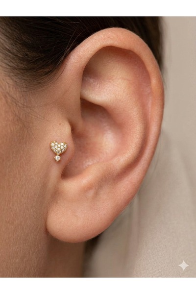 kurukafagift Çelik Piercing Helix Tragus Lob Kıkırdak 8 mm Ağlayan Kalp Figür...