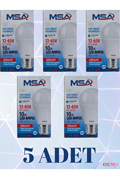 MSA Led Ampul 5 adet, 12-65 V ile Çalışır 10W-900 Lümen, Karavan, Tekne,Güneş...