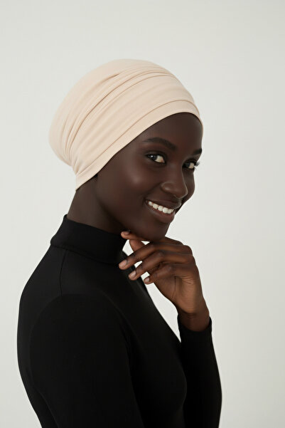 elysianfidan Căptușit cu două straturi, hijab bej, gata făcut, pentru exterio...